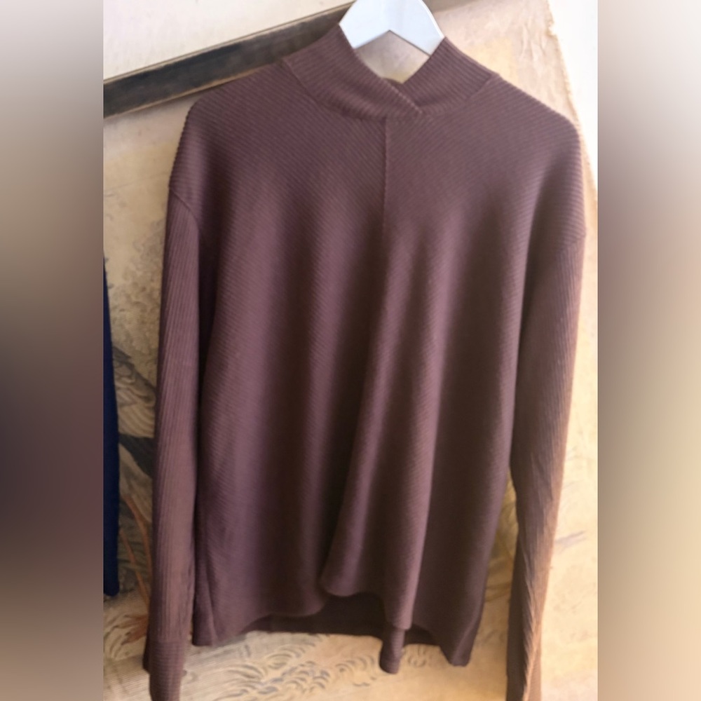 New Haven Well Within Chocolate Brown Mockneck Top SZ XL Extra Large *